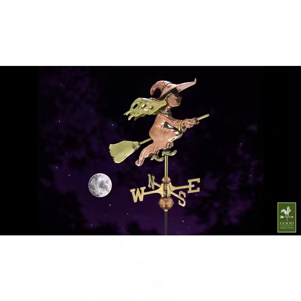 Witch Garden Weathervane - Pure Copper with Garden Pole