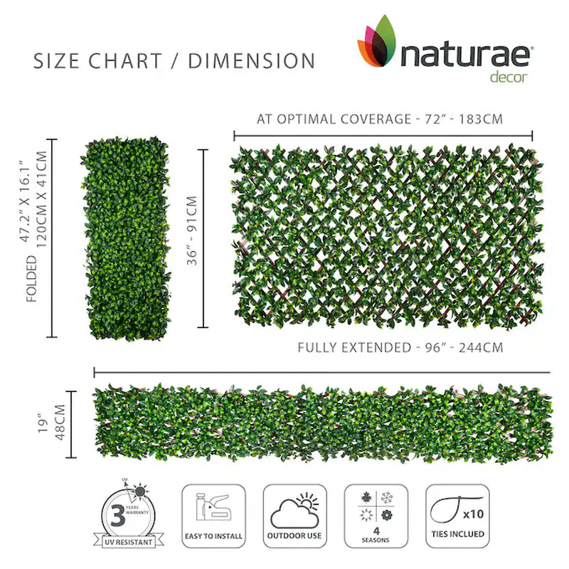 Expandable Privacy 72-In W X 36-In H Artificial Gardenia Leaf Garden Trellis