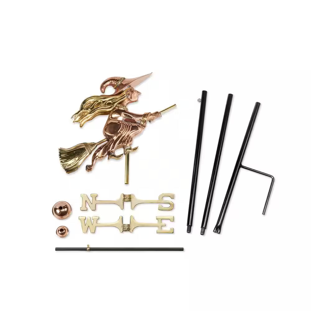 Witch Garden Weathervane - Pure Copper with Garden Pole