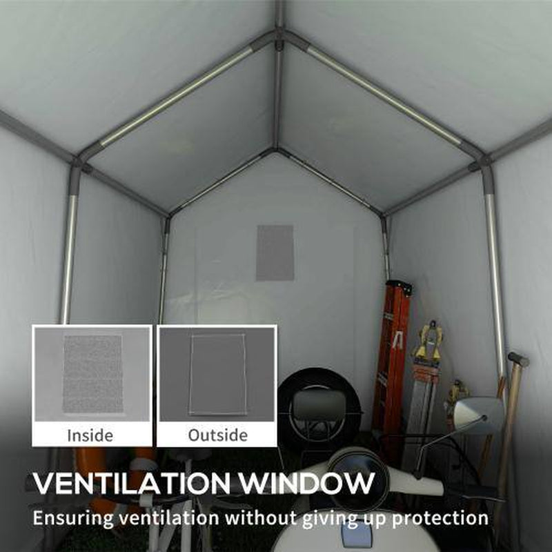 7 Ft. X 12 Ft. Heavy-Duty Steel Outdoor Storage Portable Garage with Ventilation Window and Large Door in Gray