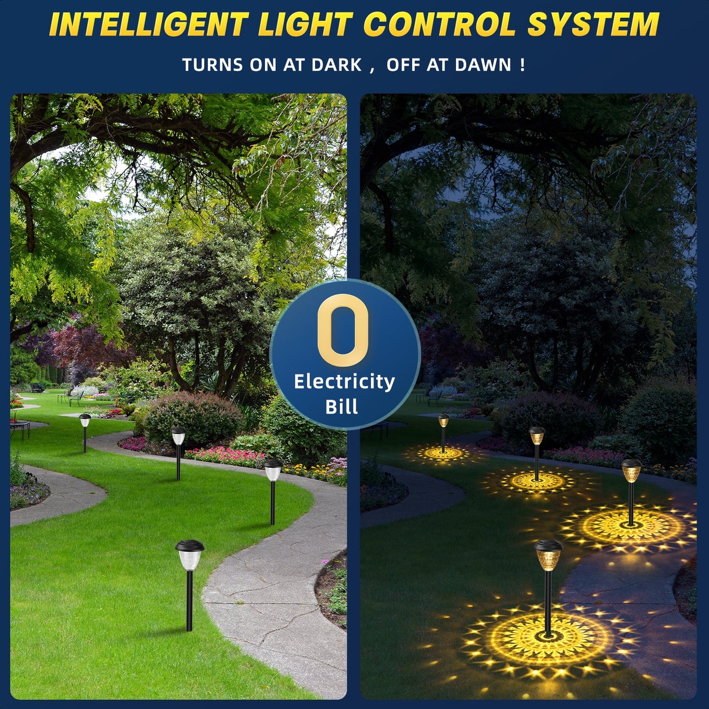 10 Pack Solar Lights for outside Pathway Walkway Driveway Garden Yard Solar Powered Lights Outdoor Waterproof. (Black, Cool White)