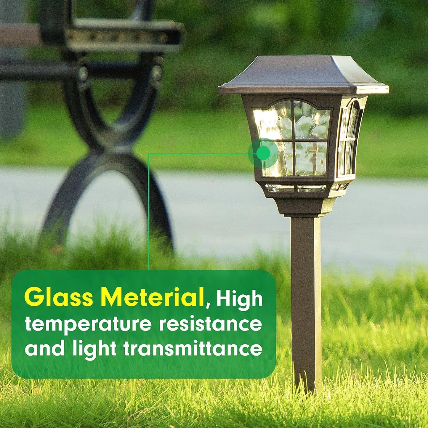8 Pack Solar Lights Pathway Outdoor Garden Path Waterproof Glass Auto On/Off Bright Warm White Wireless Sun Powered Landscape Lighting for Yard Patio Walkway Path Light Bronze BG404