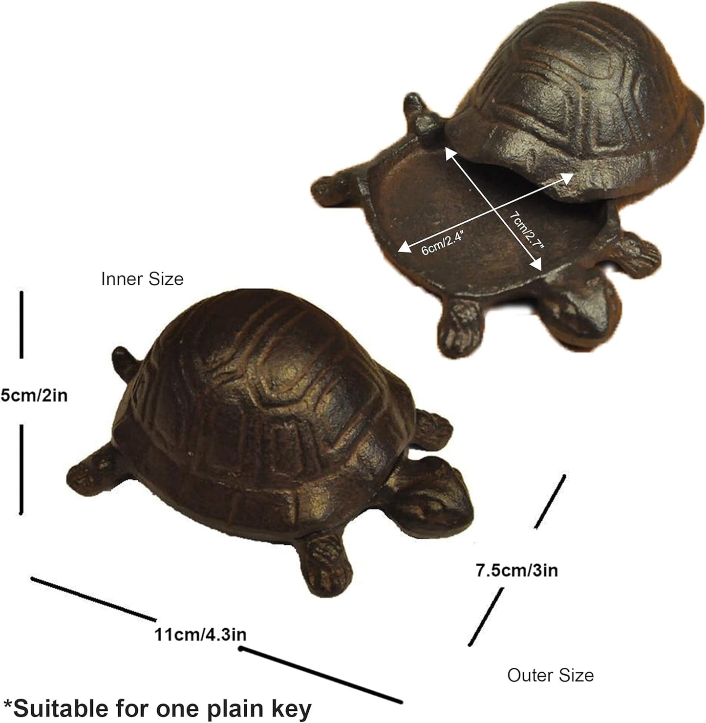 Cast Iron Key Hider- Outdoor | Indoor Decoration- Garden Accessory- for Key | Ear Studs | Ring | Paper Clip- 1 Pcs (Turtle)