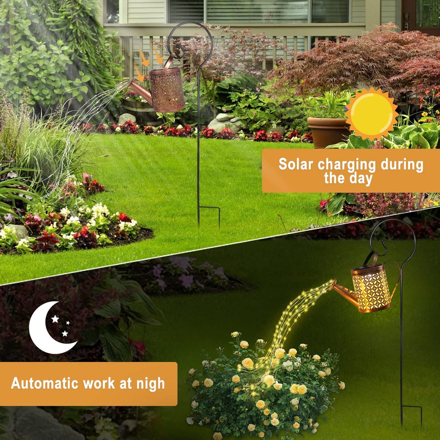 2 Pack Watering Can with Lights,Solar Lanterns Outdoor Hanging Waterproof Garden Decor,Solar Outdoor Garden Decorative,Decorations for Lawn Path Patio