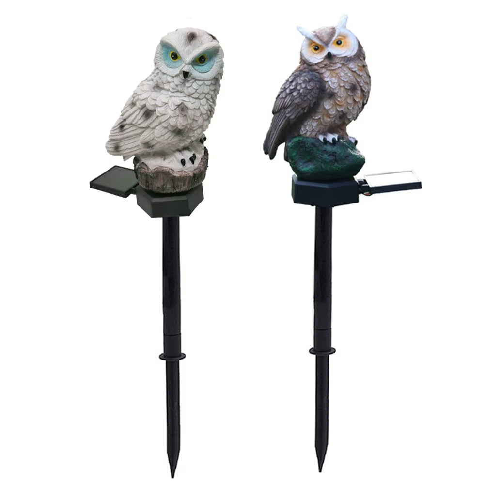 Solar LED Lawn Light Owl Shape Outdoor Landscape Yard Garden Stake Statue Exterior Night Lamp Waterproof Animal Bird Ornament