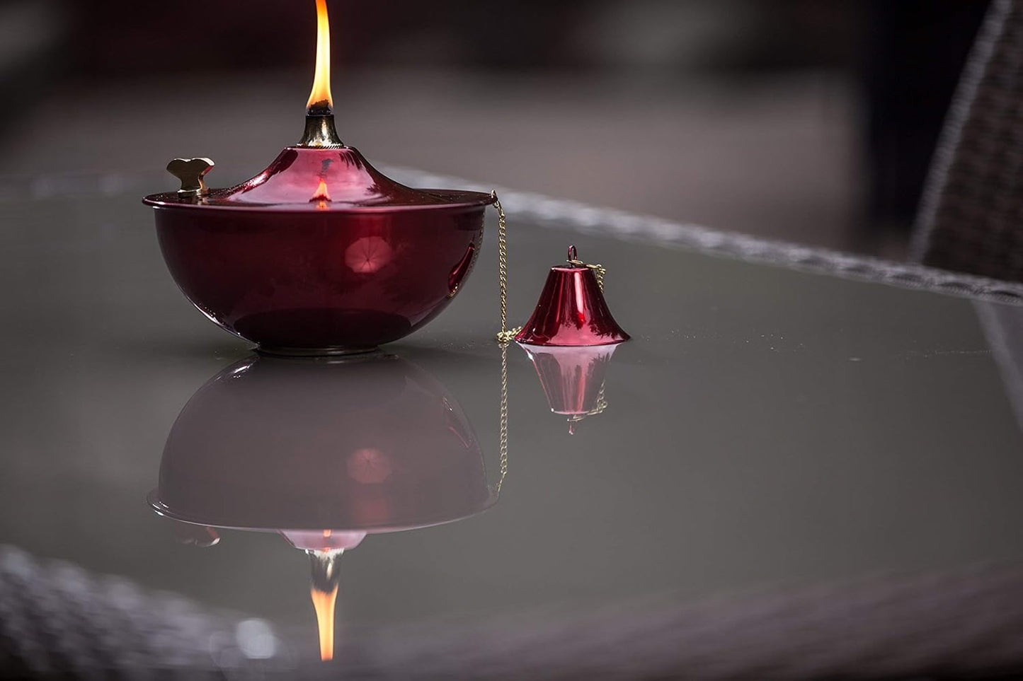 Maui Torch Set of 2, Landscape Torch, Oil Lamp, Tabletop Torch, Outdoor Lighting (Cranberry )