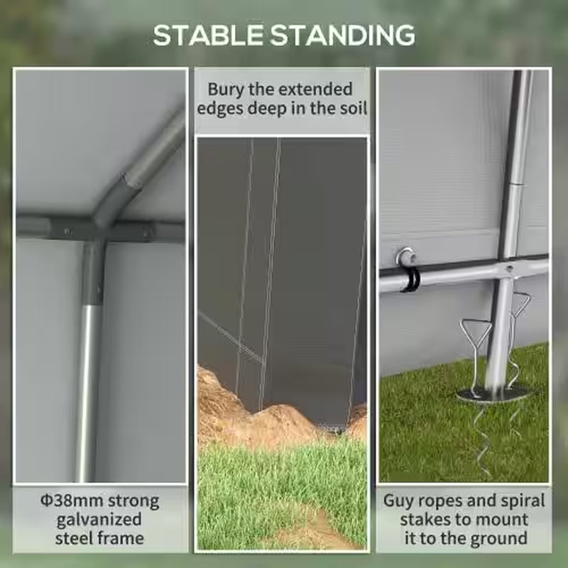 7 Ft. X 12 Ft. Heavy-Duty Steel Outdoor Storage Portable Garage with Ventilation Window and Large Door in Gray