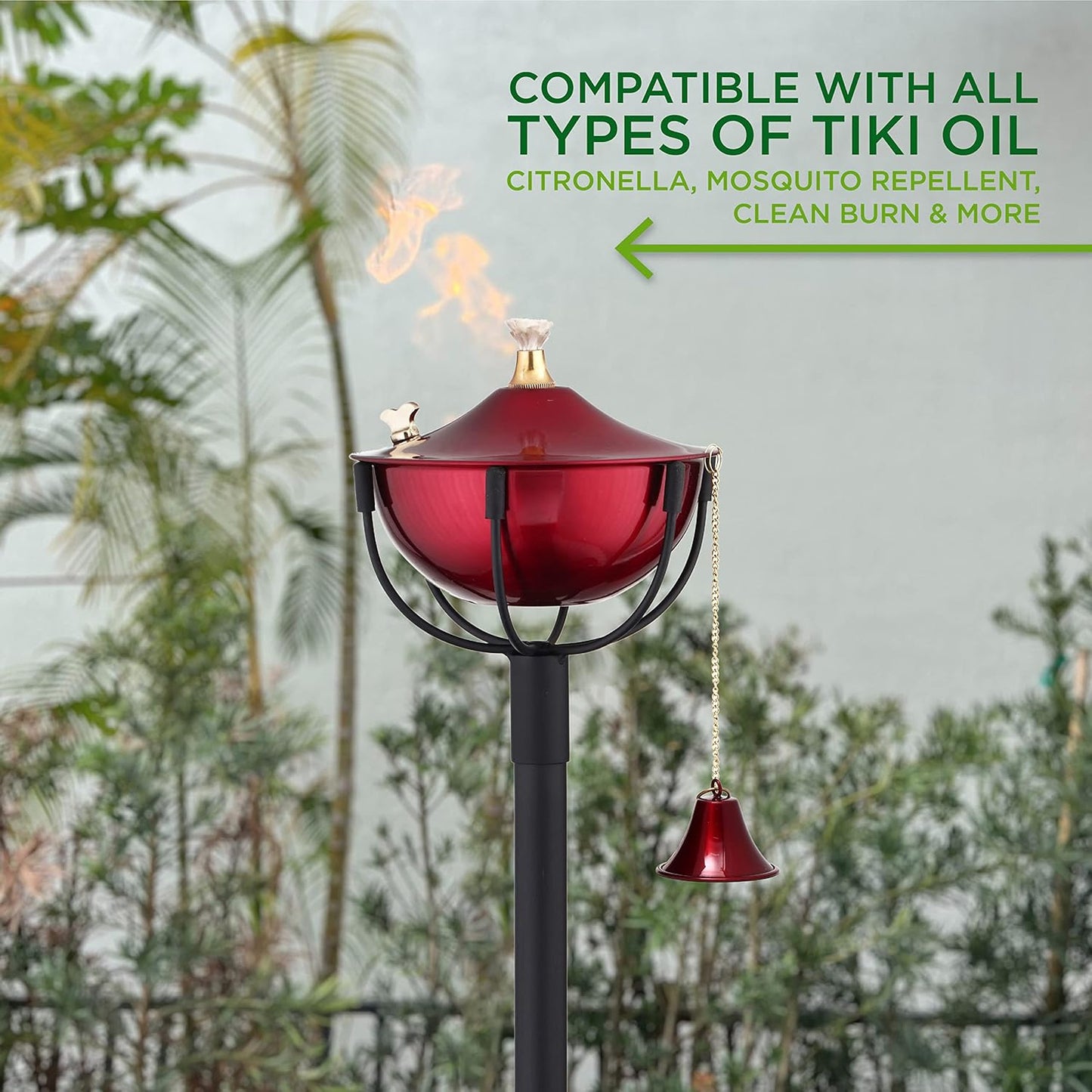 Maui Torch Set of 2, Landscape Torch, Oil Lamp, Tabletop Torch, Outdoor Lighting (Cranberry )