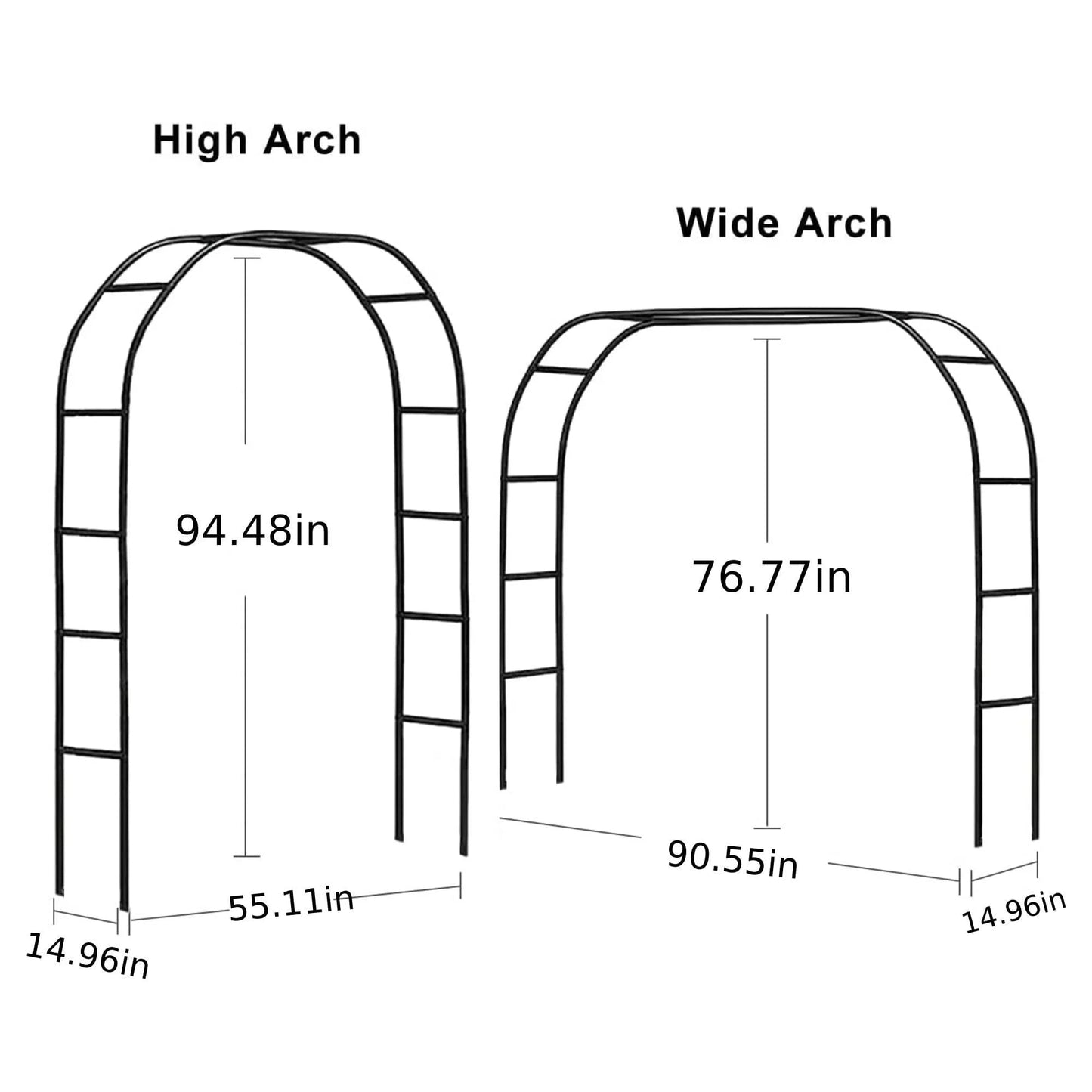 Garden Arch Metal Garden Arbor Arch Trellis for Various Climbing Plant 7.87×4.59×1.25FT Indoor Archway Wedding Party Brithday Outdoor Walkway Garden Lawn Black