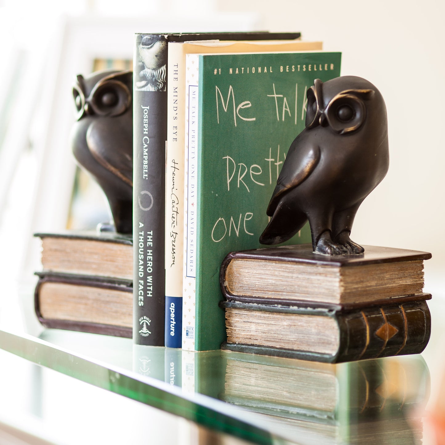 . Owl on Books Bookend Set