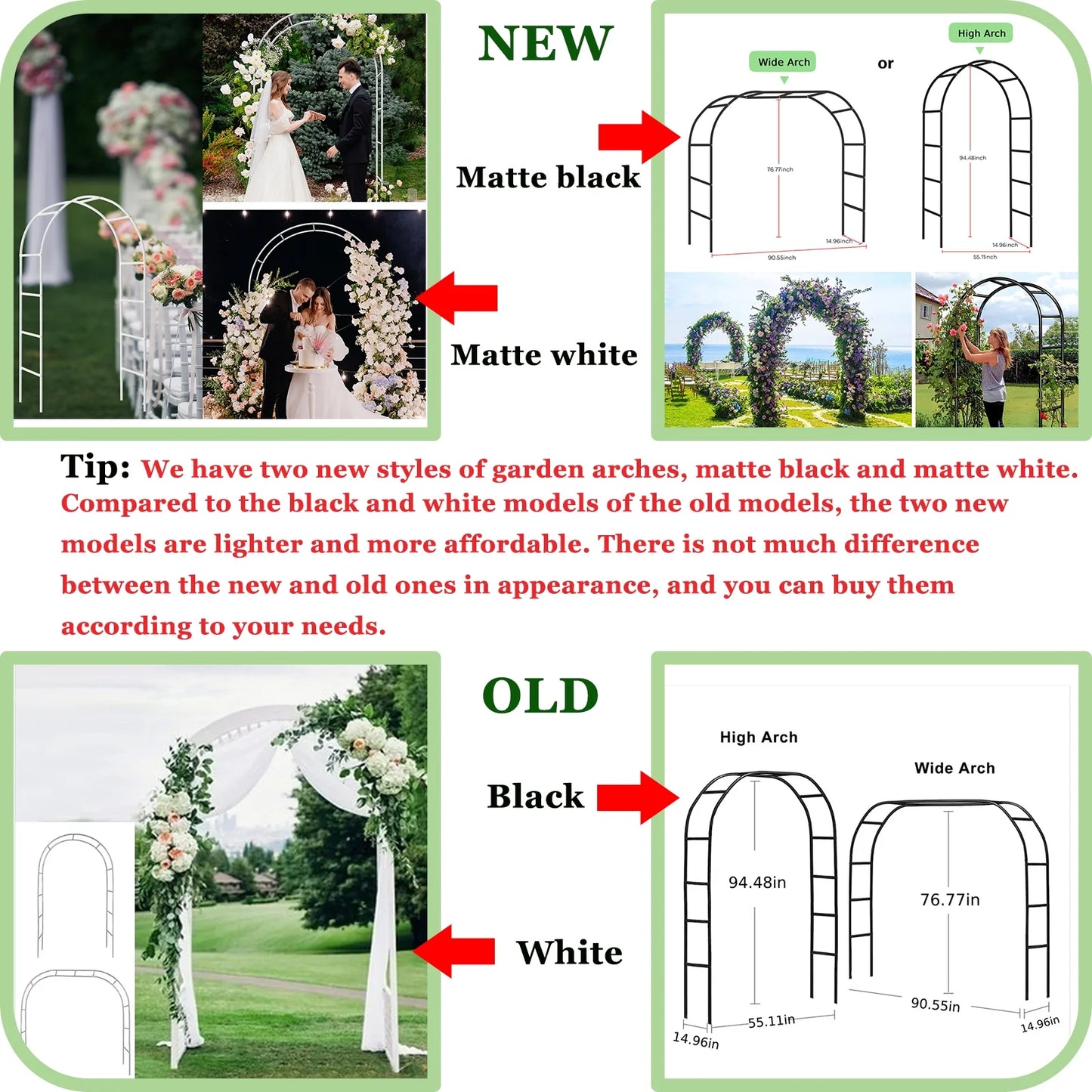 Garden Arch Metal Garden Arbor Arch Trellis for Various Climbing Plant 7.87×4.59×1.25FT Indoor Archway Wedding Party Brithday Outdoor Walkway Garden Lawn Black