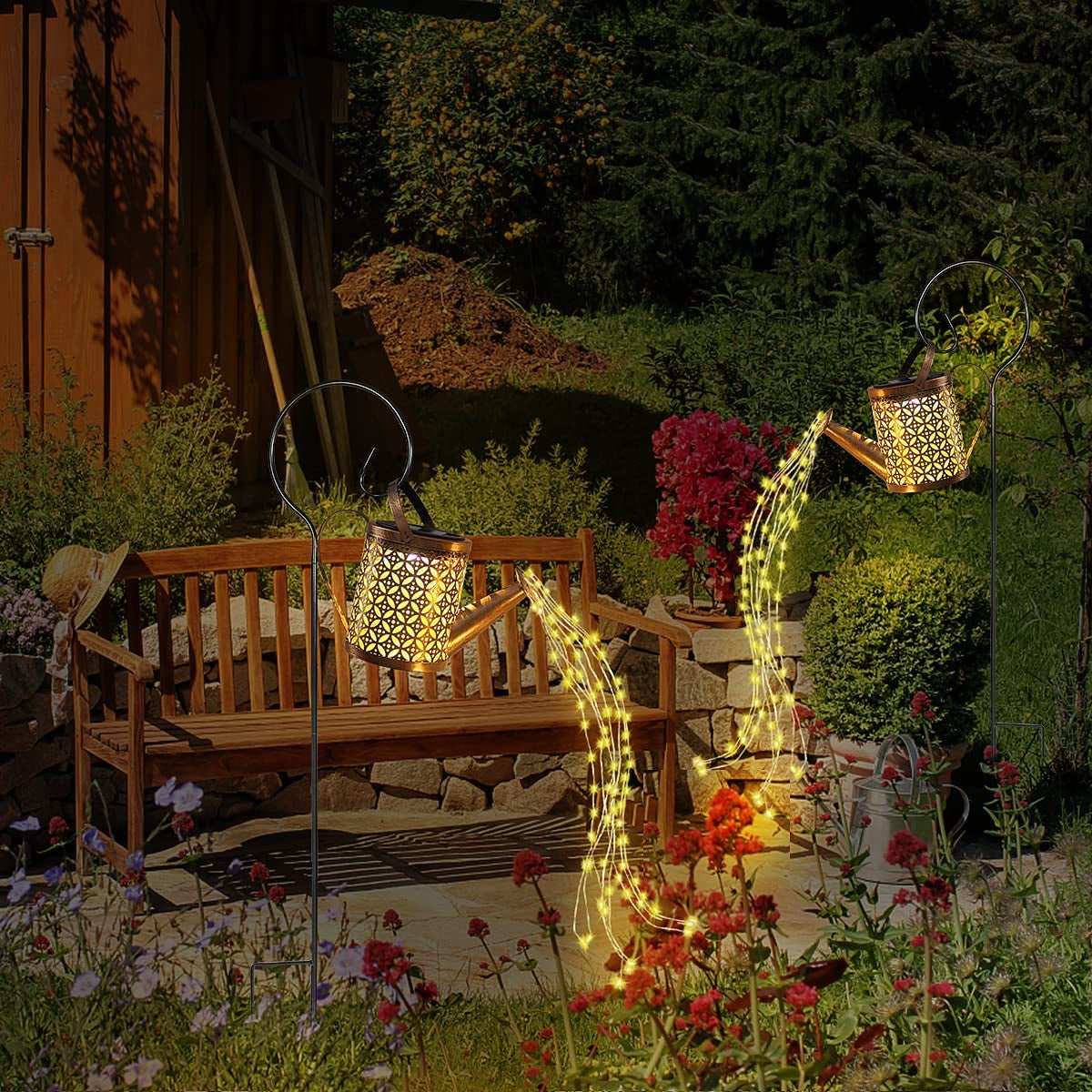 2 Pack Watering Can with Lights,Solar Lanterns Outdoor Hanging Waterproof Garden Decor,Solar Outdoor Garden Decorative,Decorations for Lawn Path Patio