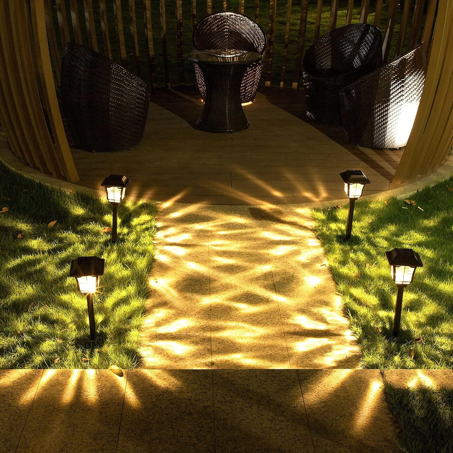 8 Pack Solar Lights Pathway Outdoor Garden Path Waterproof Glass Auto On/Off Bright Warm White Wireless Sun Powered Landscape Lighting for Yard Patio Walkway Path Light Bronze BG404