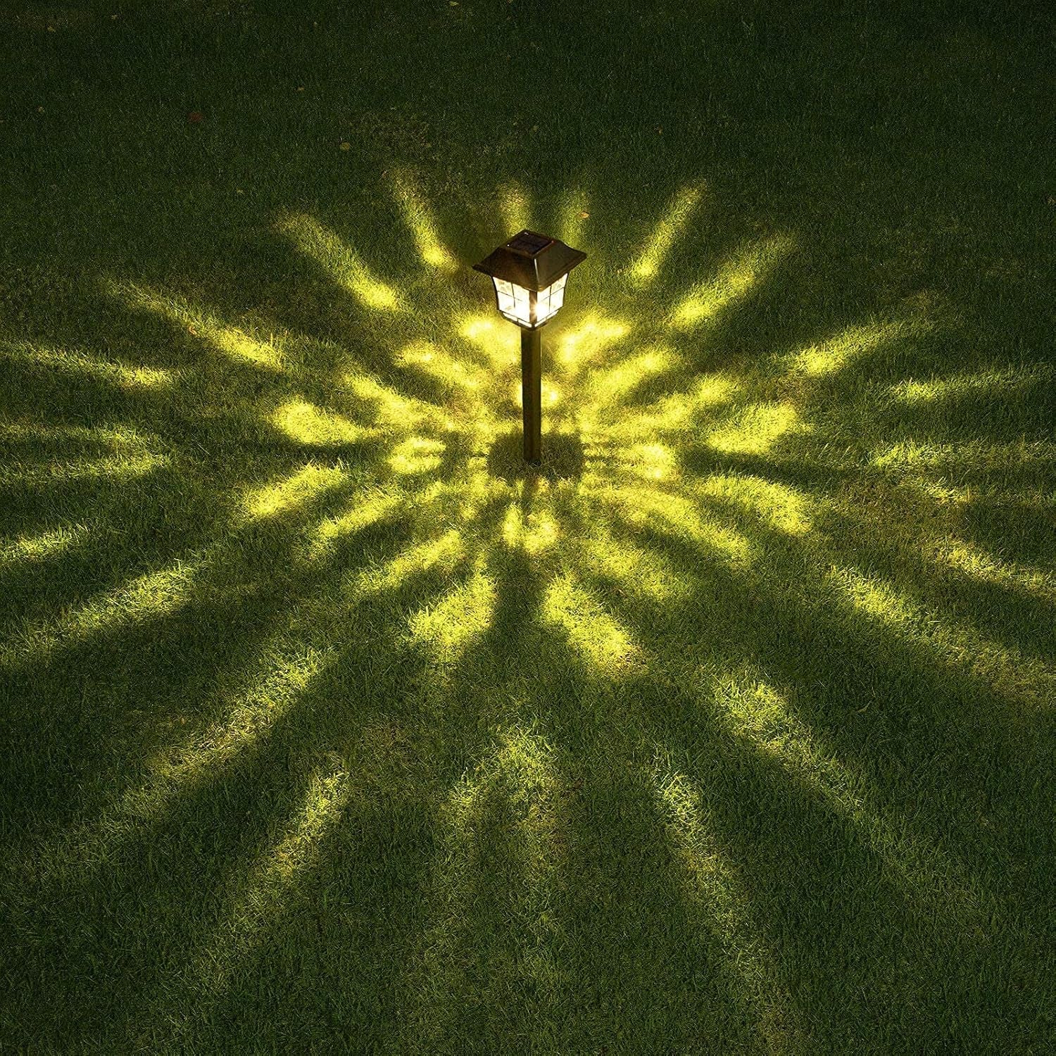 8 Pack Solar Lights Pathway Outdoor Garden Path Waterproof Glass Auto On/Off Bright Warm White Wireless Sun Powered Landscape Lighting for Yard Patio Walkway Path Light Bronze BG404
