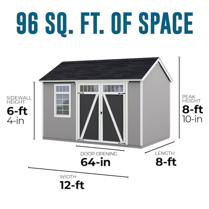 Coronado 12-Ft X 8-Ft Gable Style Wood Outdoor Storage Shed with 1 Windows 1 Doors