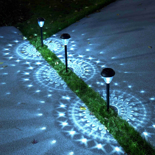 10 Pack Solar Lights for outside Pathway Walkway Driveway Garden Yard Solar Powered Lights Outdoor Waterproof. (Black, Cool White)