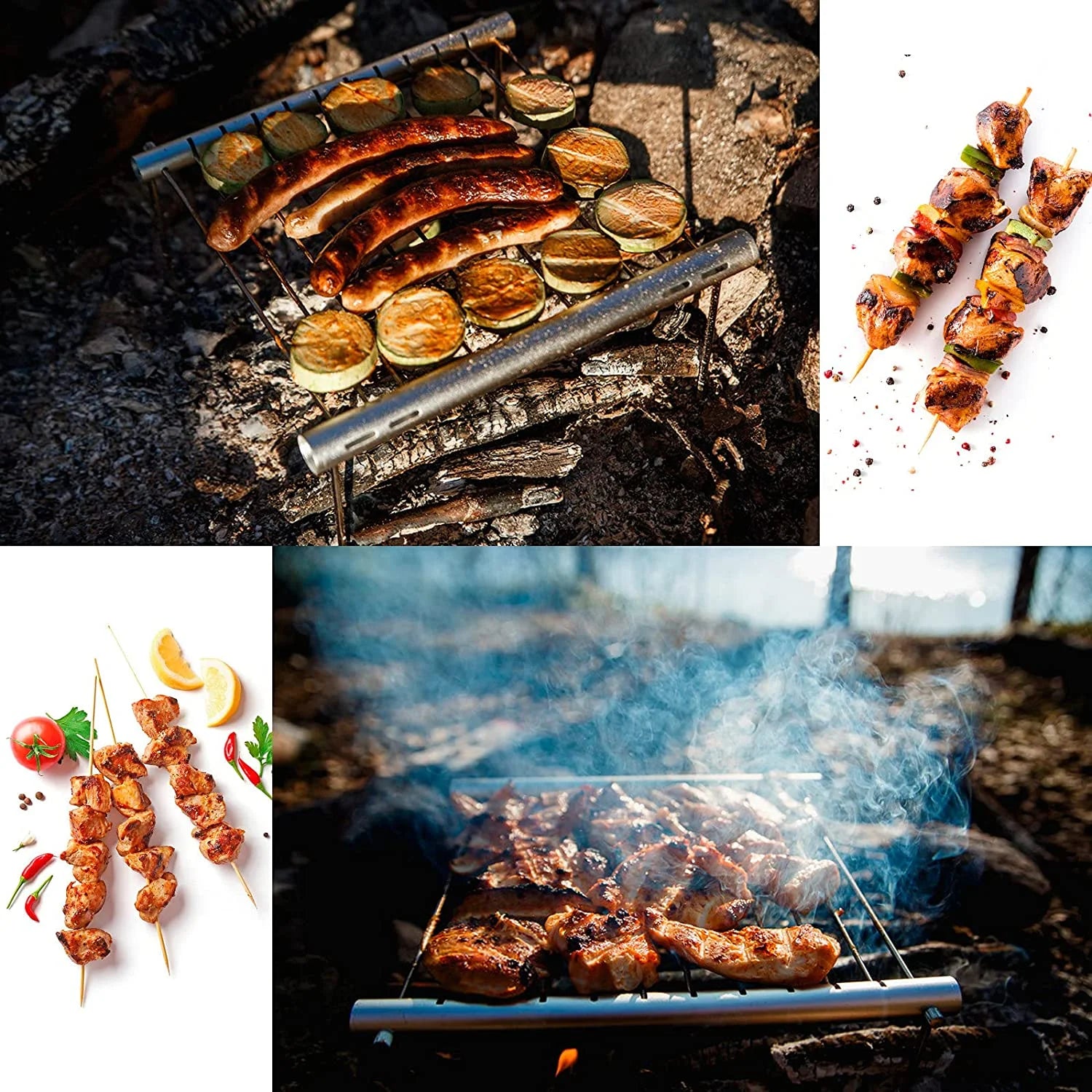 Bbq Grills, Stainless Steel Bbq Grill Portable Camping Barbecue Grill Foldable Compact Camping Grill for Camping, Hiking, Picnic