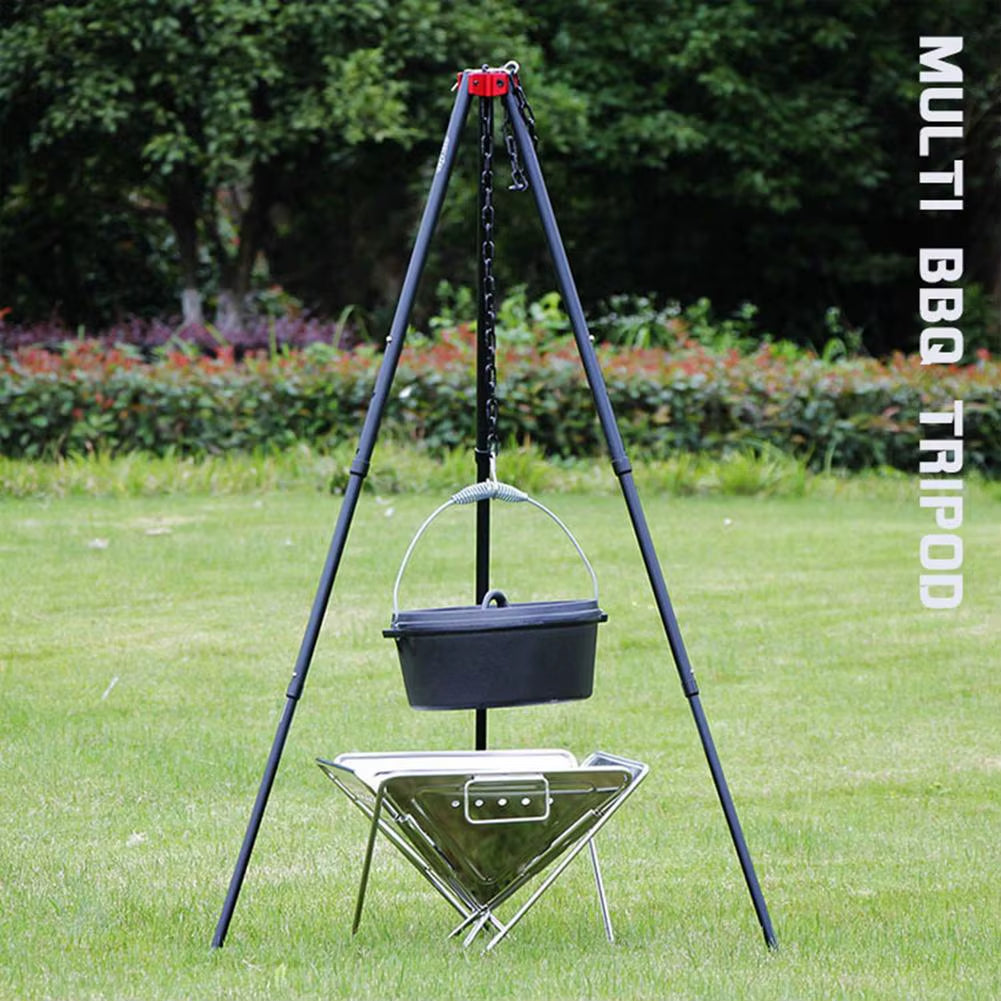 Camping Picnic Cooking Tripod for Fire Hanging Pot Outdoor Campfire Cookware Picnic Cooking Stove Pot Grill Camping Tools