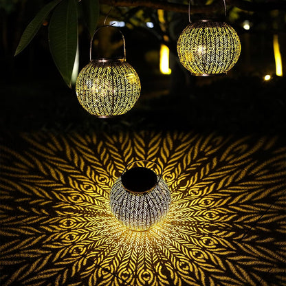 -New Upgrade Solar Lanterns, Hanging Solar Garden Lantrens,Outdoor Waterproof，For DIY Garden Patio Holiday and Outdoor Large Lawn Decoration (Round Shape)