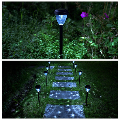 10 Pack Solar Lights for outside Pathway Walkway Driveway Garden Yard Solar Powered Lights Outdoor Waterproof. (Black, Cool White)