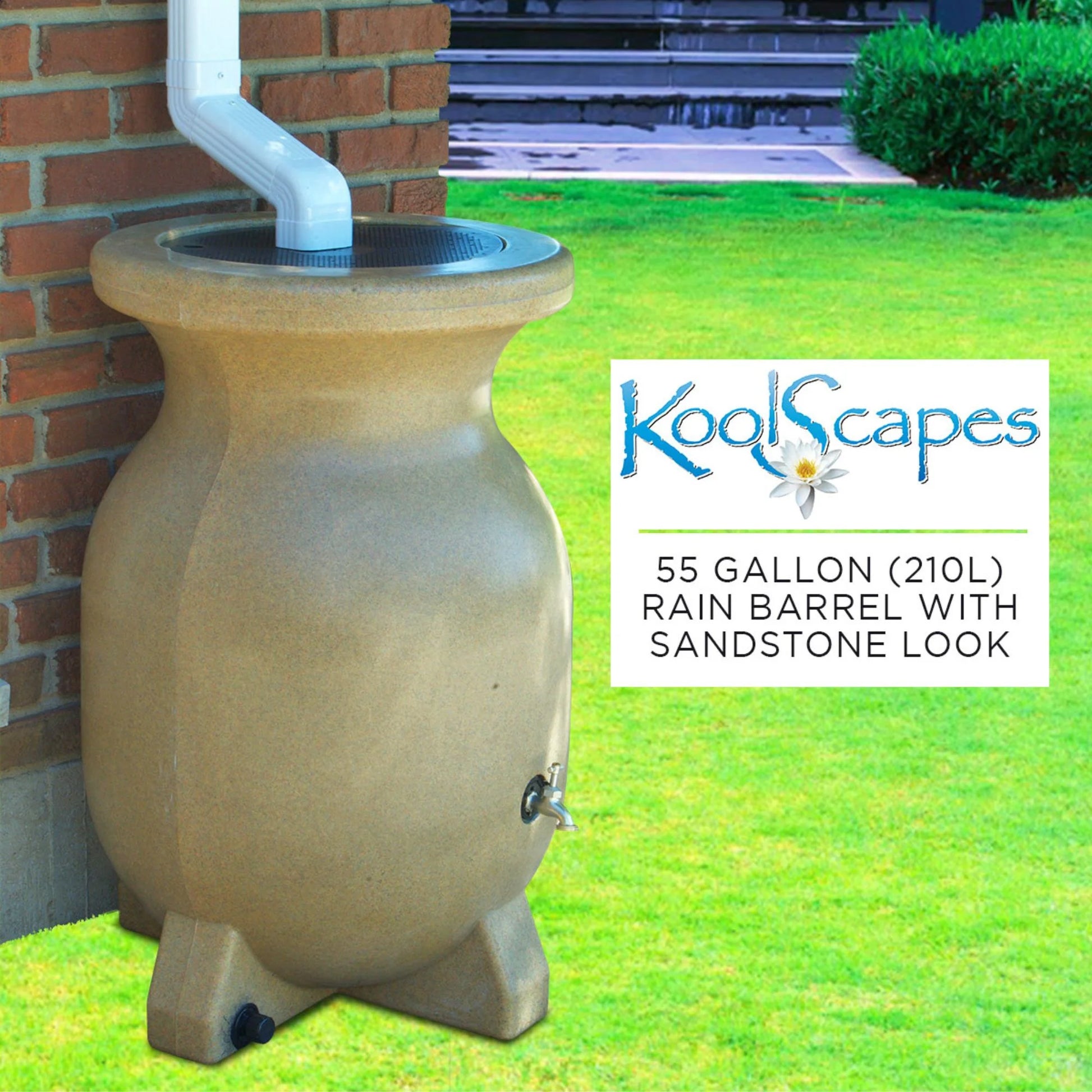 55 Gallons Rain Barrel Beige Eco-Friendly 210L Rain Water Collection Barrel Durable Corrosion-Resistant