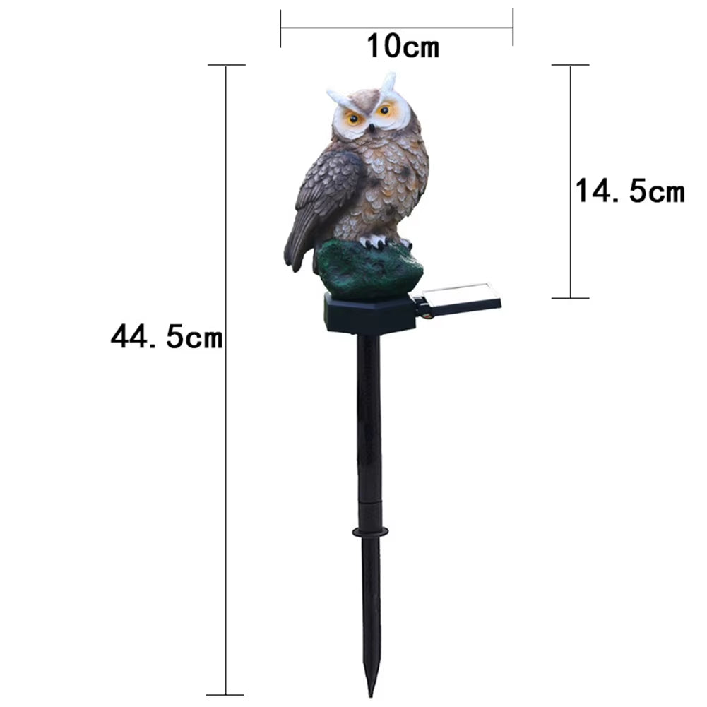 Solar LED Lawn Light Owl Shape Outdoor Landscape Yard Garden Stake Statue Exterior Night Lamp Waterproof Animal Bird Ornament