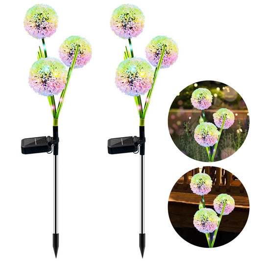 Solar Lights Outdoor Decorative, 36 LED and 2 Working Modes Solar Flower Lights, Solar Dandelion Garden Lights, Waterproof Colorful Solar Lights for Pathway, Yard, Lawn Decoration, 2 Pack
