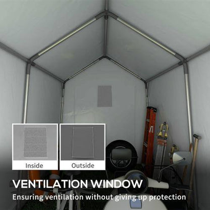 7 Ft. X 12 Ft. Heavy-Duty Steel Outdoor Storage Portable Garage with Ventilation Window and Large Door in Gray