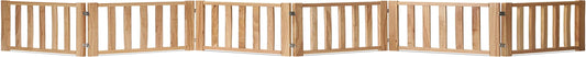 6-Panel Extra-Wide Freestanding Wooden Dog Gate – 24”High Foldable Safety Pet Barrier for Doorways, Hallways, Kitchens, and Long Staircases, Durable Design Fit Small to Medium Dogs, Natural
