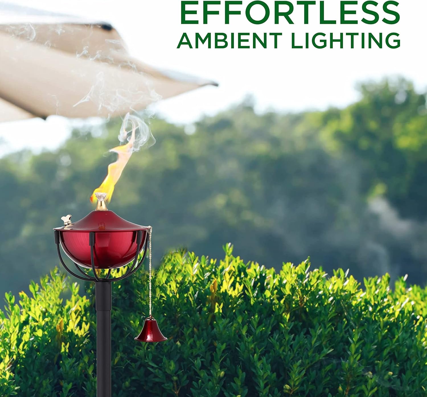 Maui Torch Set of 2, Landscape Torch, Oil Lamp, Tabletop Torch, Outdoor Lighting (Cranberry )