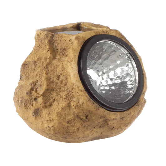 Solar Outdoor Lights - 4-Pack of All-Weather Faux-Stone LED Rock Lights for Paths, Gardens, and Landscaping (Brown)