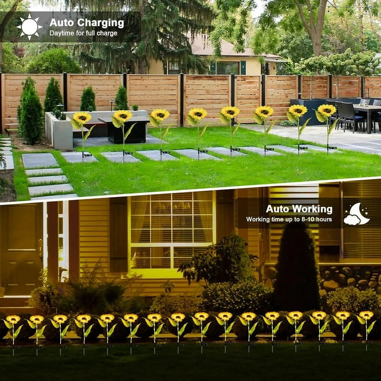 4 Pack Sunflower Lights,Sunflower Patio Lights with Lifelike Bigger Sunflower Bright 4 Led,Waterproof Solar Powered Outdoor Lights for Yard Pathway Garden Decor,Yellow