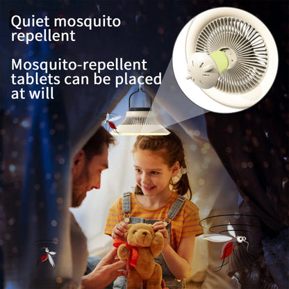 Outdoor Fan Light, Portable Camping Tent Small Ceiling Fan, Chandelier, Usb Multifunctional Fan Light, Aromatherapy Light Fan, White