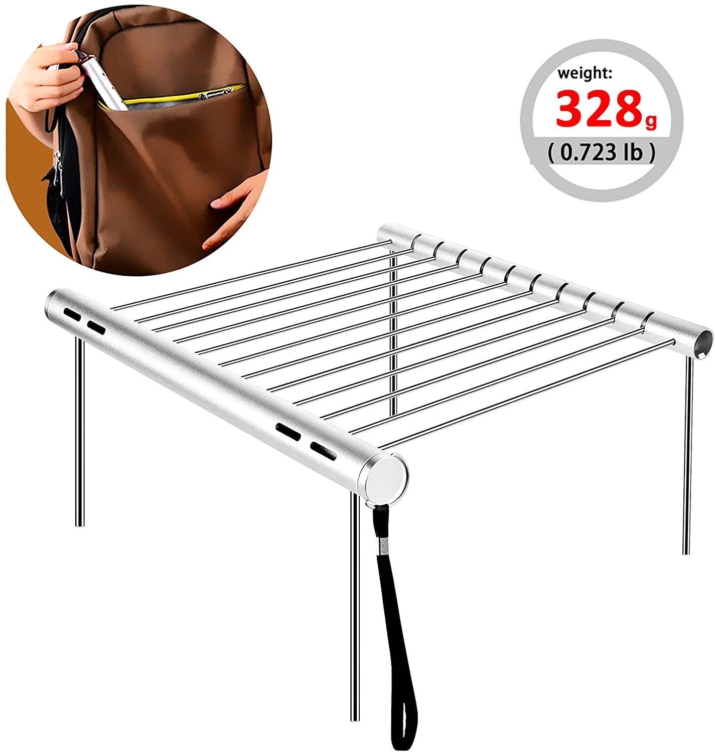 Bbq Grills, Stainless Steel Bbq Grill Portable Camping Barbecue Grill Foldable Compact Camping Grill for Camping, Hiking, Picnic