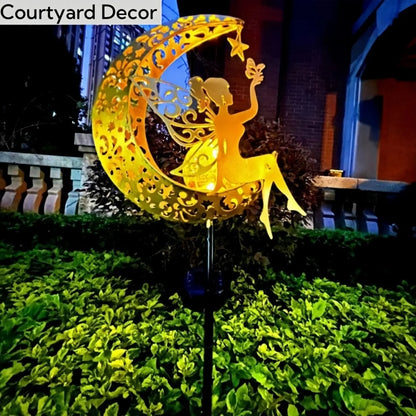 Solar Garden Lights Outdoor - Solar Powered Fairy, Angel & Moon Decor, Yard & Path Lighting