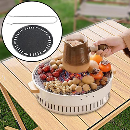 Grill Camping Cooker Furnace Outdoor Grill for Beach Outdoor Indoor with Grill Pan