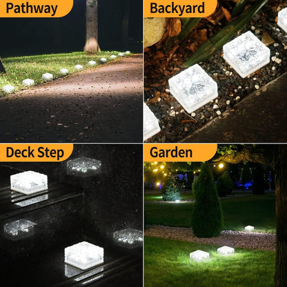 4-Pack Solar Brick Lights - Outdoor, Waterproof, for Garden, Courtyard, Pathway
