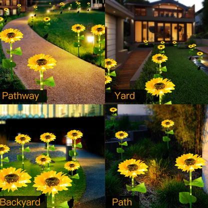 4 Pack Sunflower Lights,Sunflower Patio Lights with Lifelike Bigger Sunflower Bright 4 Led,Waterproof Solar Powered Outdoor Lights for Yard Pathway Garden Decor,Yellow