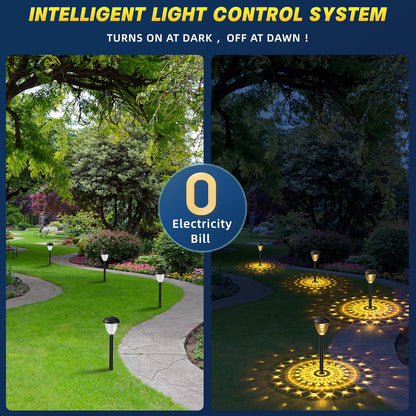 10 Pack Solar Lights for outside Pathway Walkway Driveway Garden Yard Solar Powered Lights Outdoor Waterproof. (Black, Cool White)