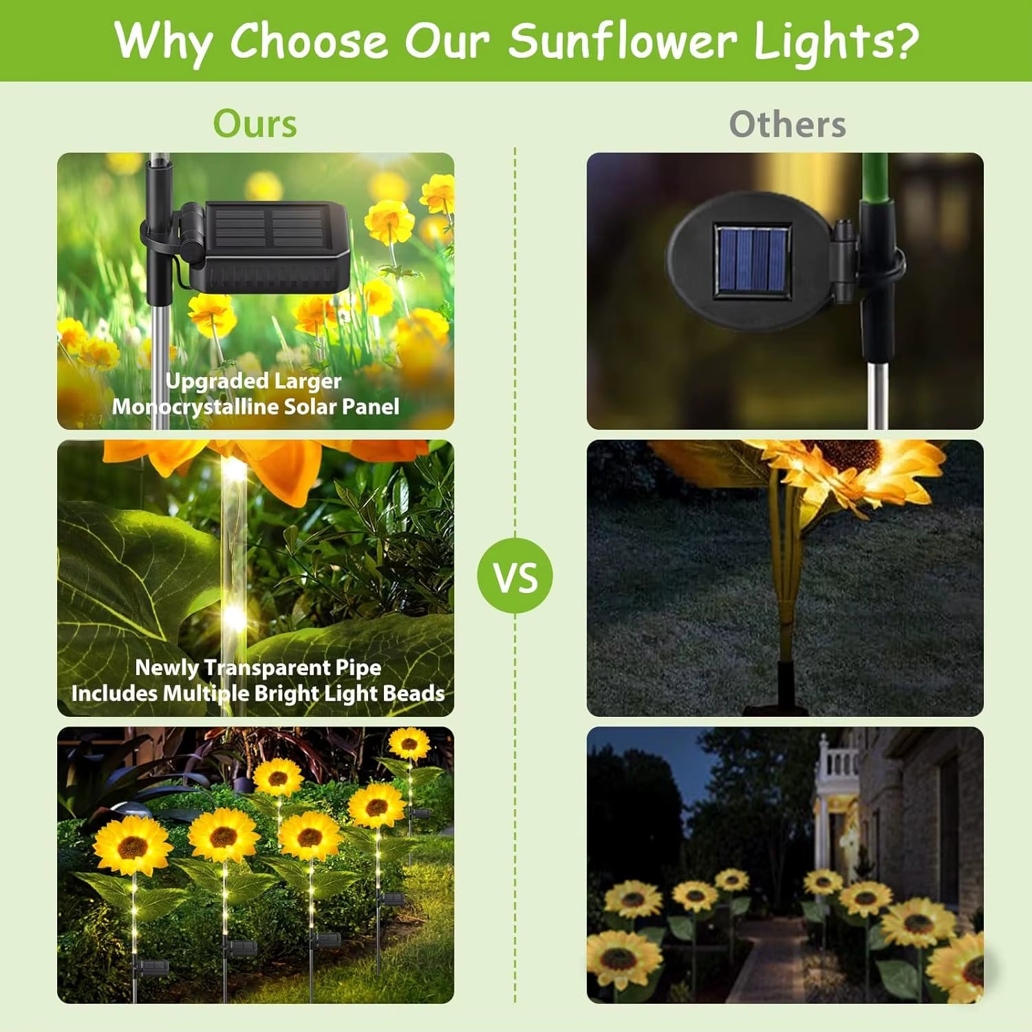 4 Pack Sunflower Outdoor Solar Lights for outside with Lifelike Bigger Sunflower & Bright 64 LED, for Yard Pathway Garden Decor