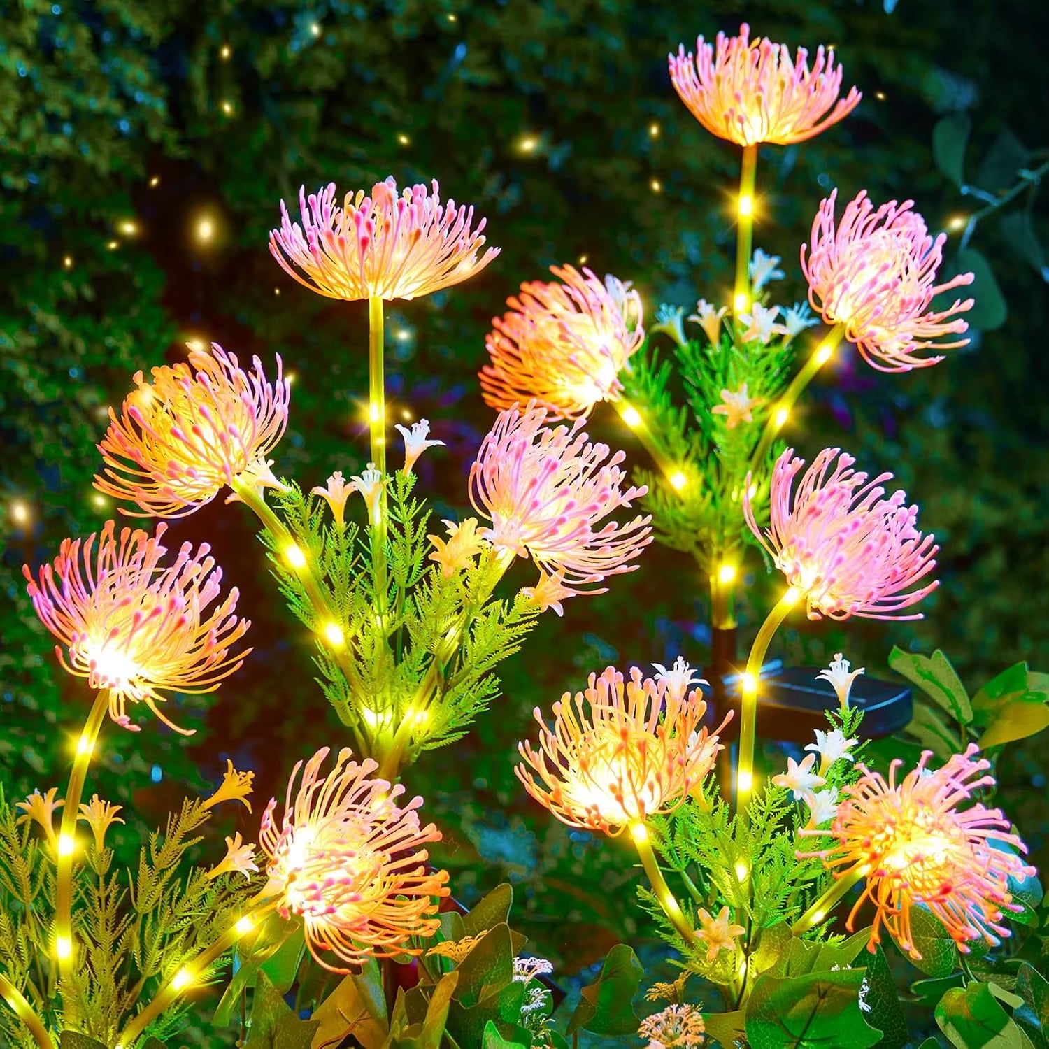 Outdoor Solar Garden Lights - 4 Pack LED Solar Flower Lights with Larger & More Realistic Rose, Bigger Solar Panel, Waterproof