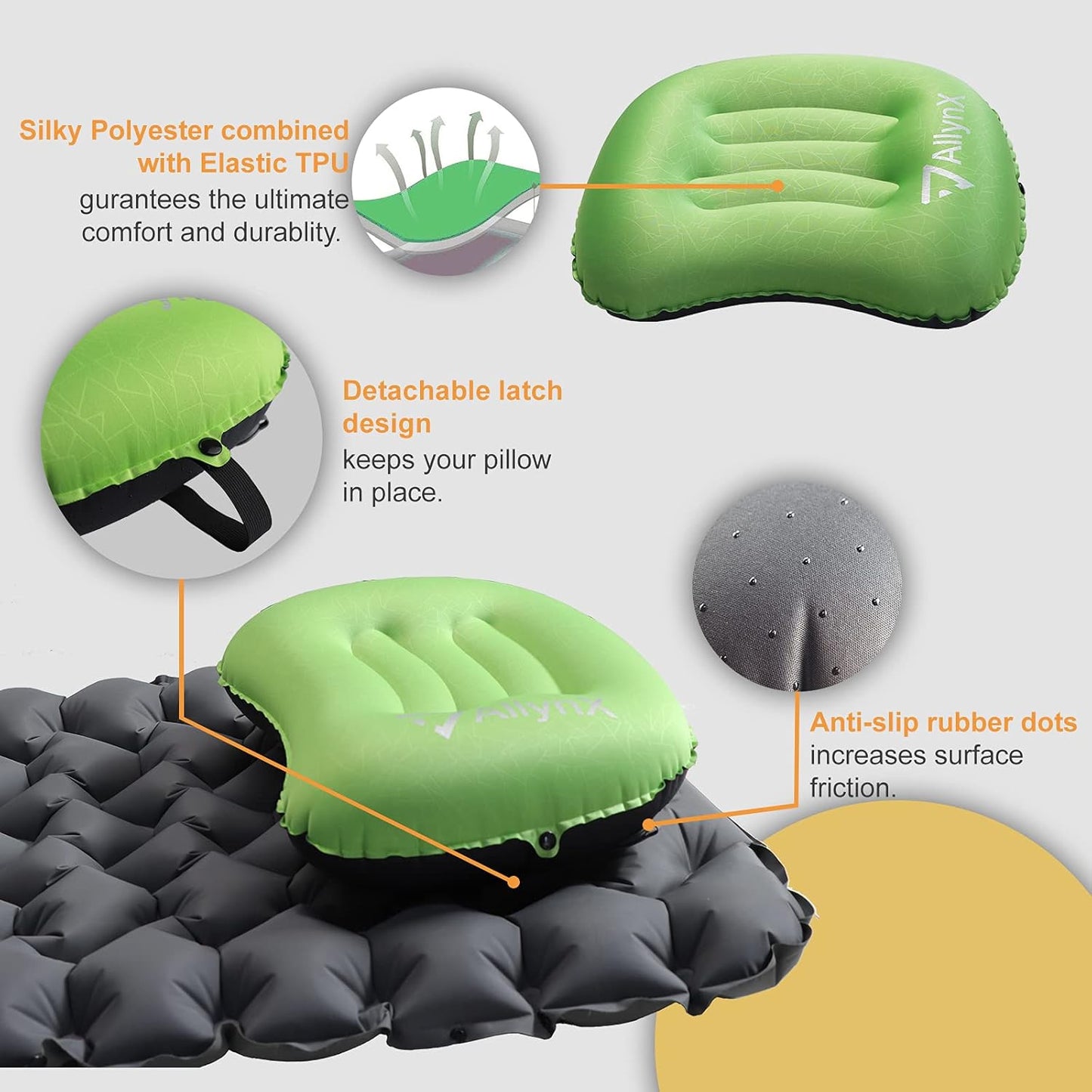 Camping Pillows for Backpacking, Compact, Comfortable Pillow for Neck & Lumbar Support for Camp, Hiking, Backpacking, Boy Scout, Avocado Green