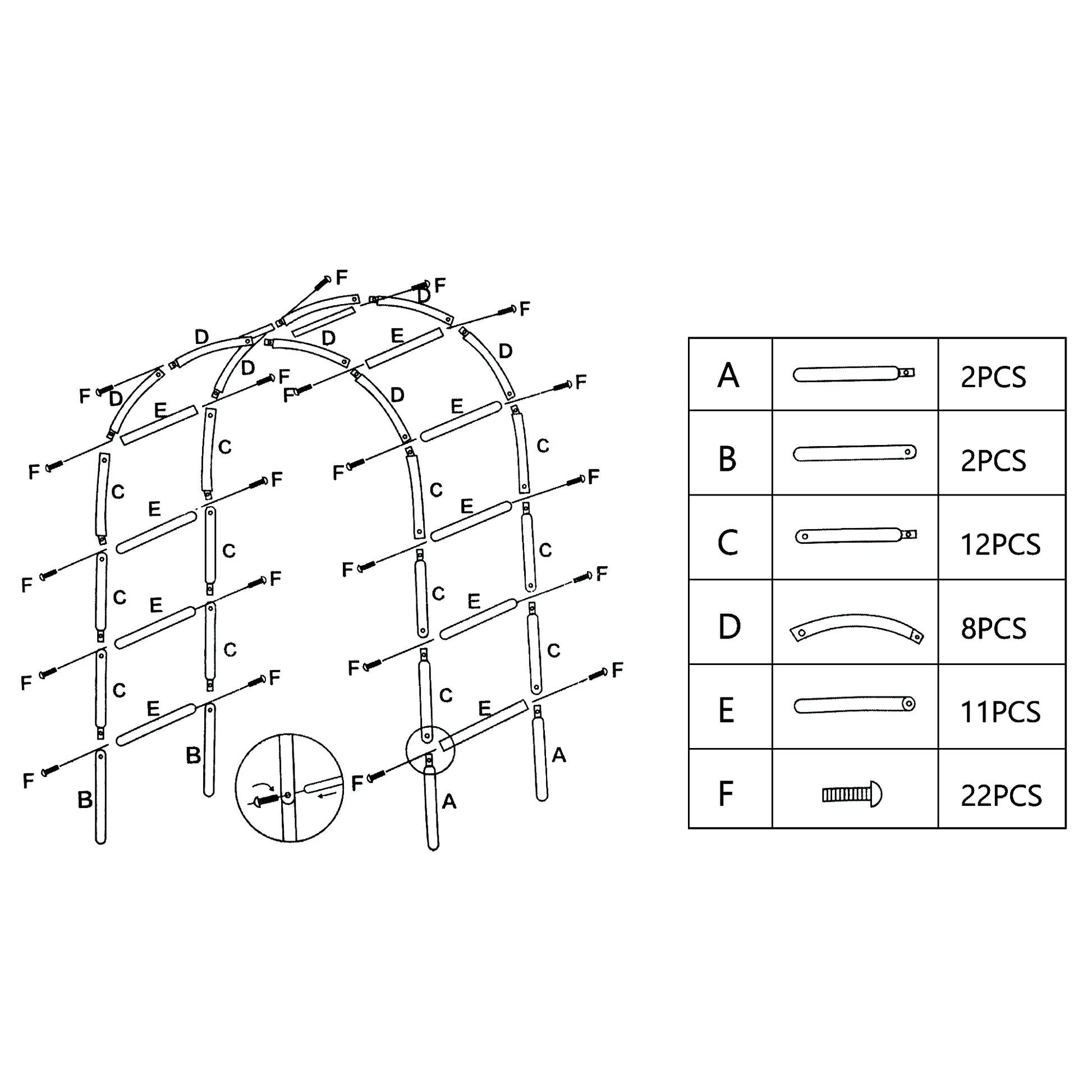 Garden Arch Metal Garden Arbor Arch Trellis for Various Climbing Plant 7.87×4.59×1.25FT Indoor Archway Wedding Party Brithday Outdoor Walkway Garden Lawn Black