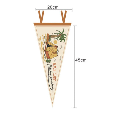 1PC Outdoor Camping Canvas Flag Campsite Camping Ambiance Hanging Fabric Triangle Hanging Flag Camping Decoration Props