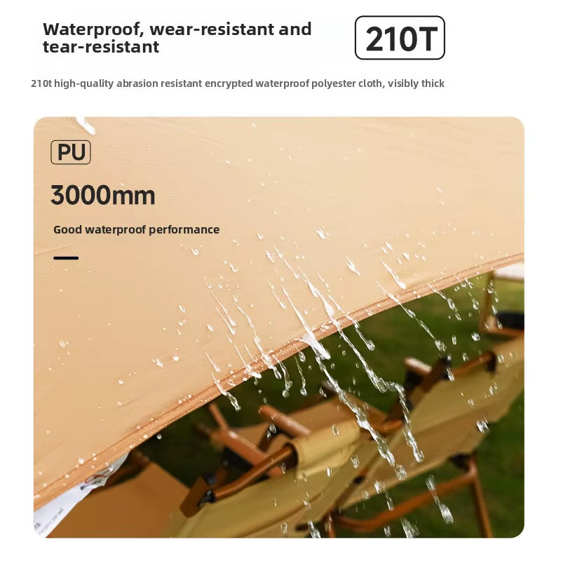Thickened Canopy, Quicksand Gold Waterproof and Rainproof Outdoor Camping, Camping Awning, Pergola Tent