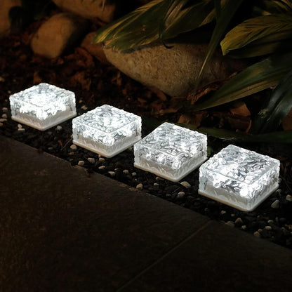 4-Pack Solar Brick Lights - Outdoor, Waterproof, for Garden, Courtyard, Pathway