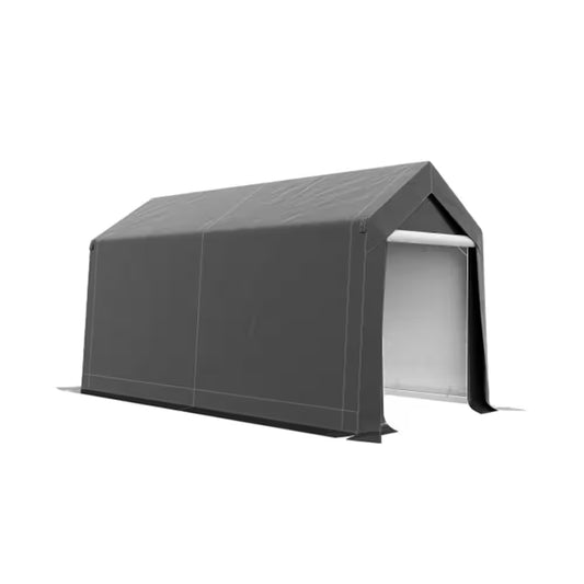 7 Ft. X 12 Ft. Heavy-Duty Steel Outdoor Storage Portable Garage with Ventilation Window and Large Door in Gray
