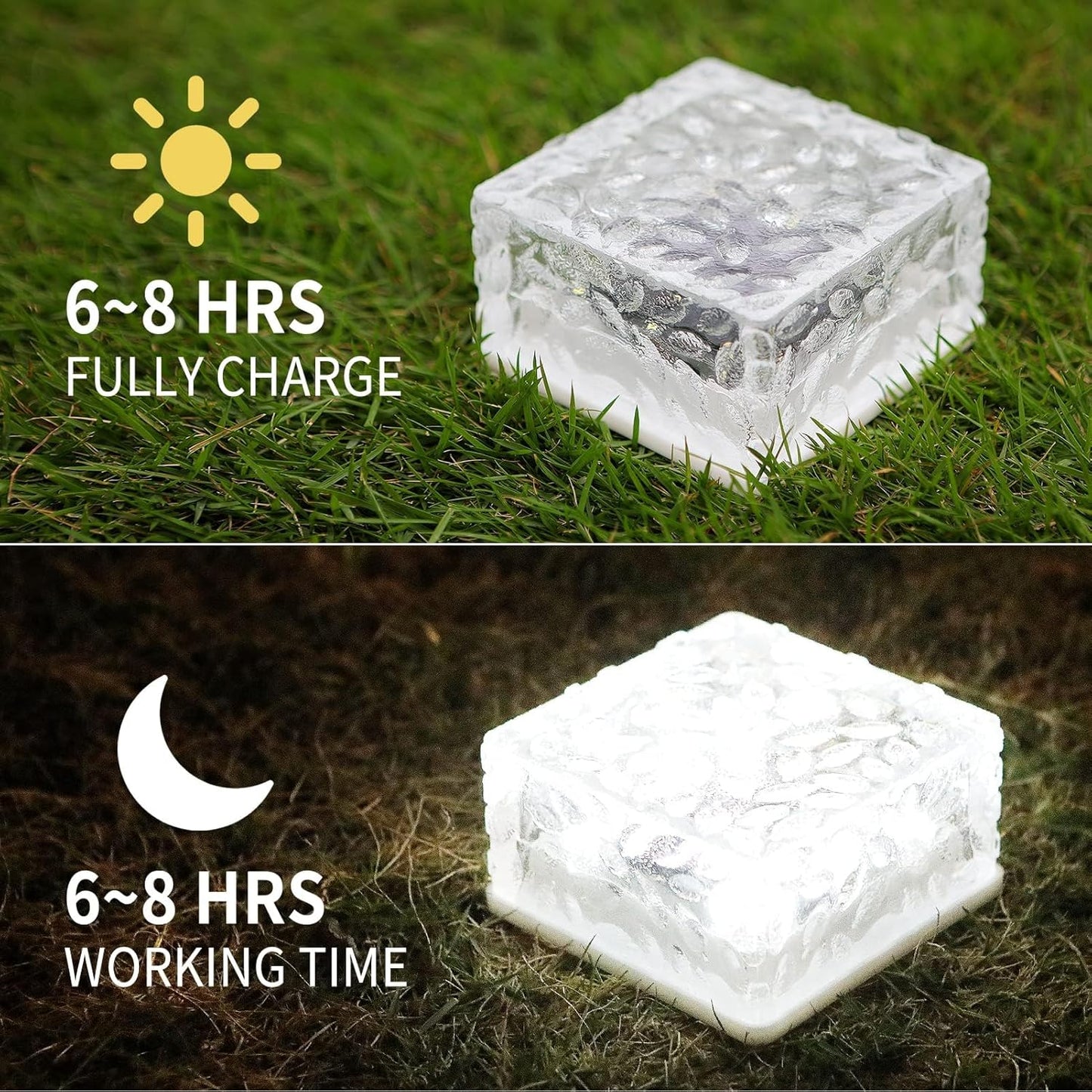 4-Pack Solar Brick Lights - Outdoor, Waterproof, for Garden, Courtyard, Pathway