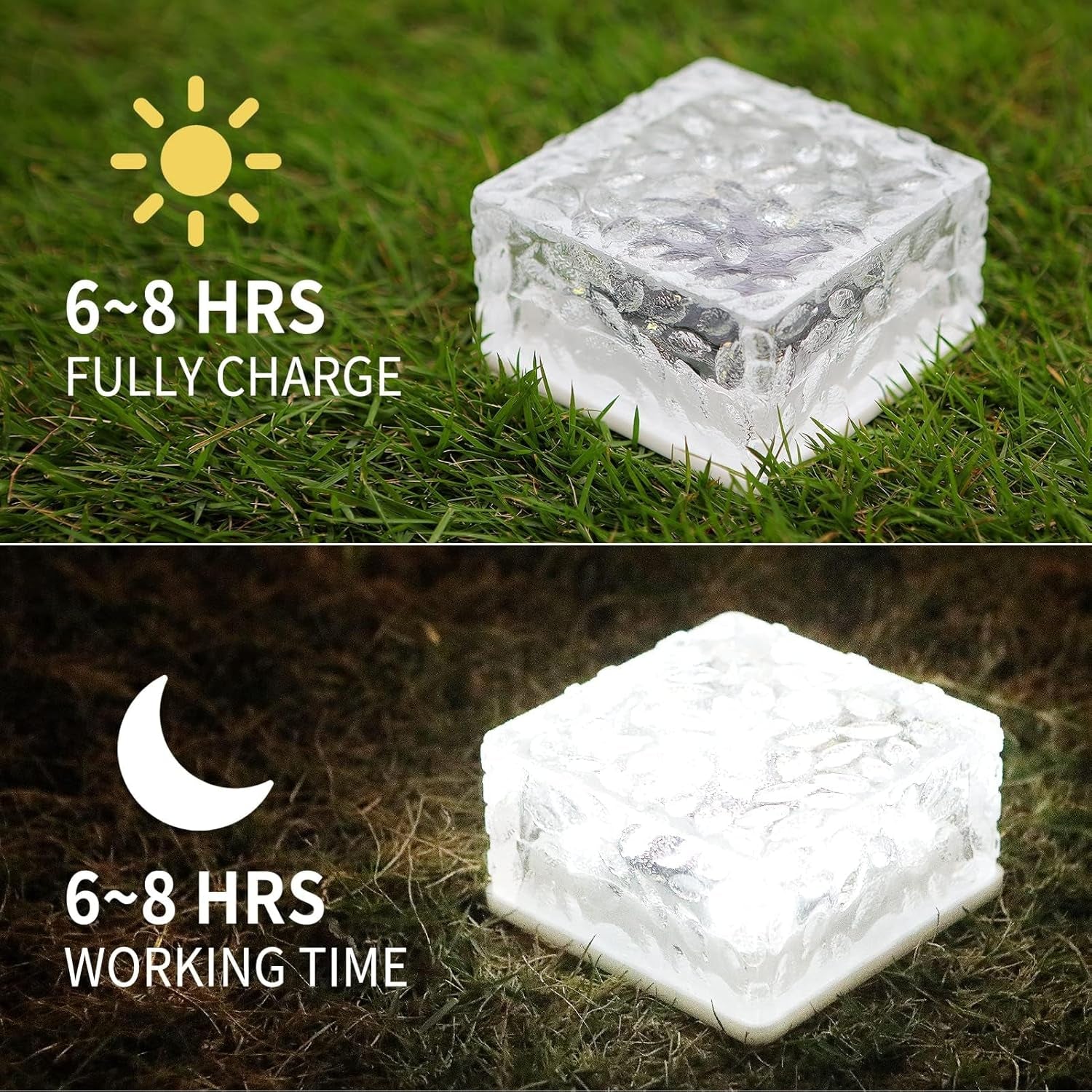 4-Pack Solar Brick Lights - Outdoor, Waterproof, for Garden, Courtyard, Pathway