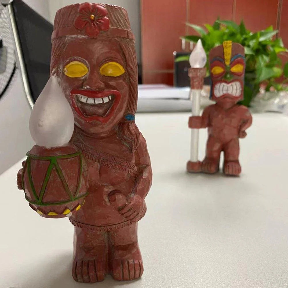 Figurine Lamps Tiki Figurines for Bar Patio Lawn Yard Decorations Outdoor Decor